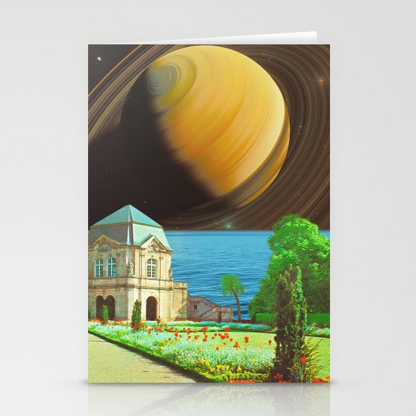 Outer Garden - Space Collage, Retro Futurism, Sci-Fi Stationery Cards