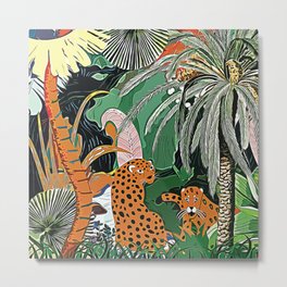 In the mighty jungle Metal Print | Decorative, Ethnic, Leaves, Fauna, Tropical, Collage, Exotic, Cheetah, Decoration, Forest 