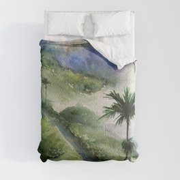 Bali Nature Watercolor Art Comforter