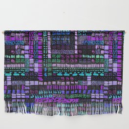 purple teal vibrant ink marks hand-drawn collection Wall Hanging
