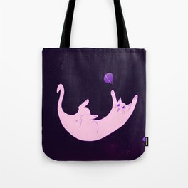 Funny Cat Playing in Cosmos Tote Bag