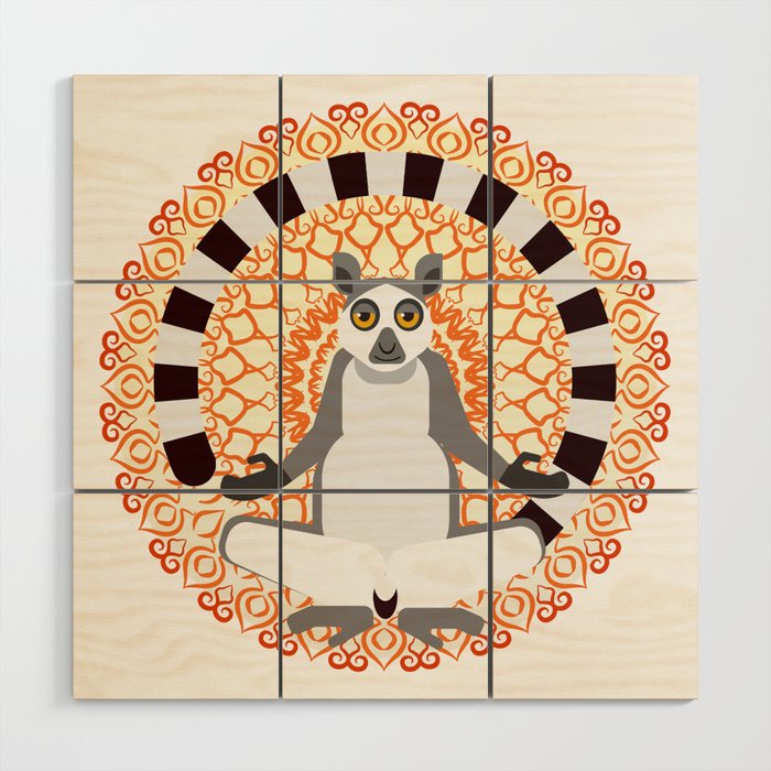 Lemur yoga Wood Wall Art
