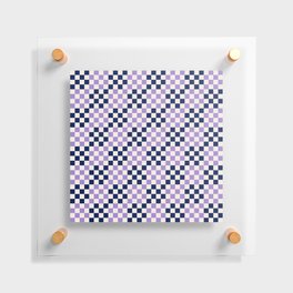 Retro Blue + Periwinkle Checker Pattern Floating Acrylic Print