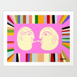 kiss Art Print | Colored Pencil, Pattern, Kiss, Rainbow, Love, Couple, Amor, Summer, Drawing, Geometric 