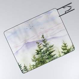 View of Adirondack Mountains Picnic Blanket