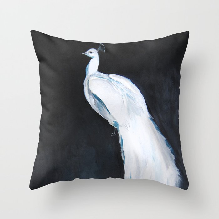 White Peacock II Throw Pillow