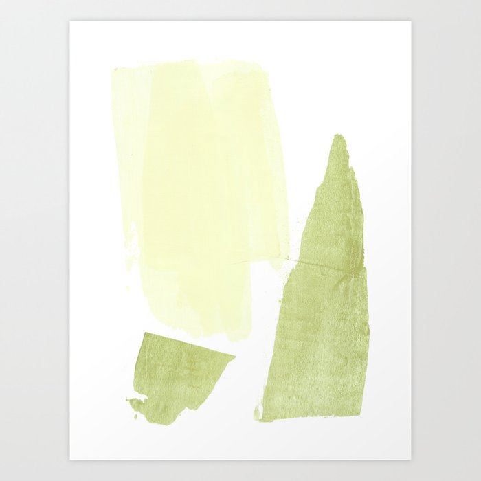 Minimalist Brushtroke Painting Butter Yellow Olive Green Art Print