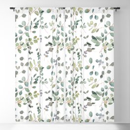 Hand Painted Watercolor Leaves Pattern Blackout Curtain