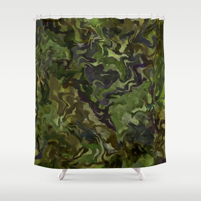Jungle Marble - Green Shower Curtain