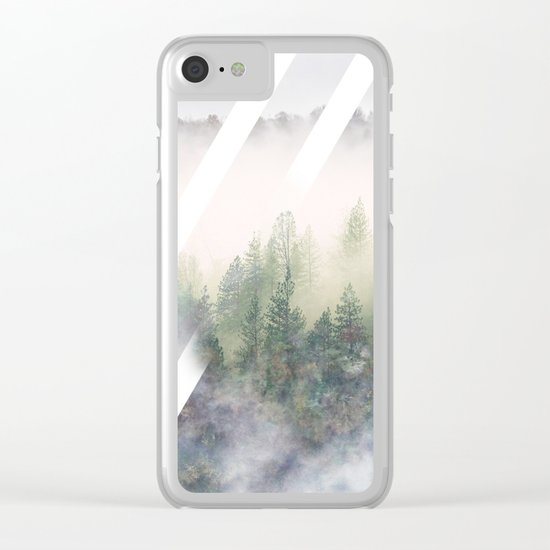 Foggy Mountains Clear iPhone Case