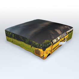 Thunder Bus - Thunderstorm Advances Over Old School Bus on Stormy Spring Day in Oklahoma Outdoor Floor Cushion