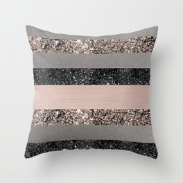 Blush Glitter Glam Stripes #1 (Faux Glitter) #shiny #decor #art #society6 Throw Pillow