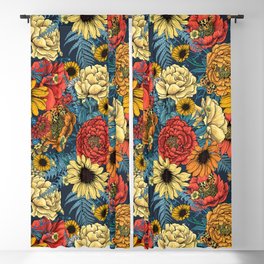 Bouquet of flowers- roses, peonies, daisies and ferns 2 Blackout Curtain