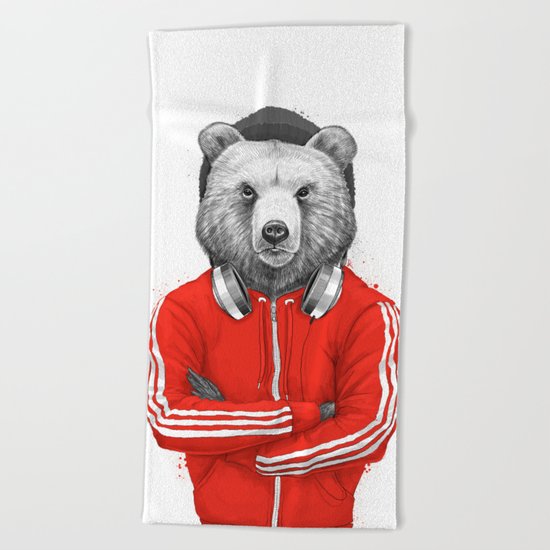 bear coach Beach Towel