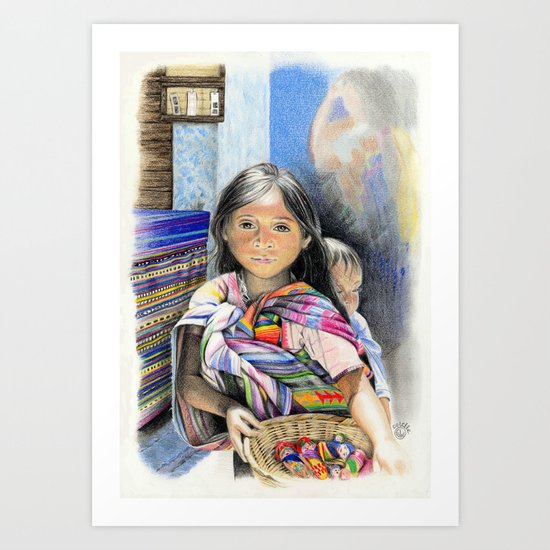 CHILD AT A MARKET IN CHIAPAS, MEXICO Art Print