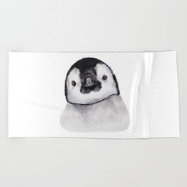 Baby Penguin Watercolor Animal Beach Towel