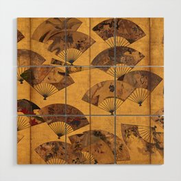 Screen with Scattered Fans, Edo Period by Tawaraya Sotatsu Wood Wall Art