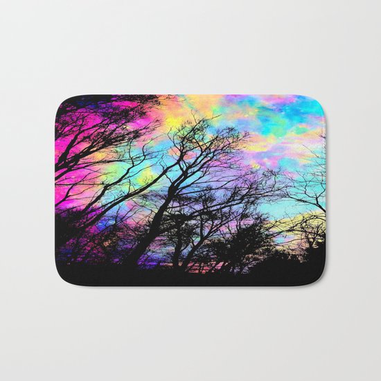 Black Trees Colorful space. Bath Mat