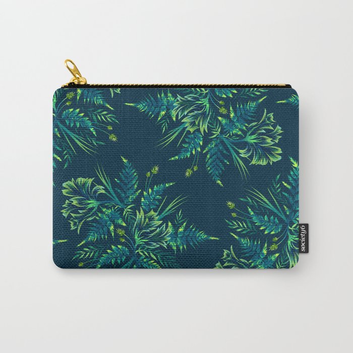 Ferns and Parrot Tulips - Green Carry-All Pouch