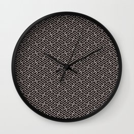 Black Auspicious Sayagata Japanese Kimono Pattern Wall Clock
