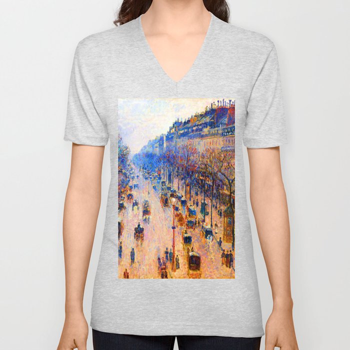 Camille Pissarro Boulevard Montmartre Winter V Neck T Shirt