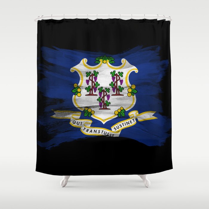 Connecticut state flag brush stroke, Connecticut flag background Shower Curtain