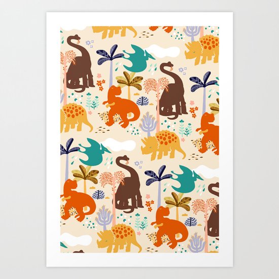 jurassic classic pattern Art Print
