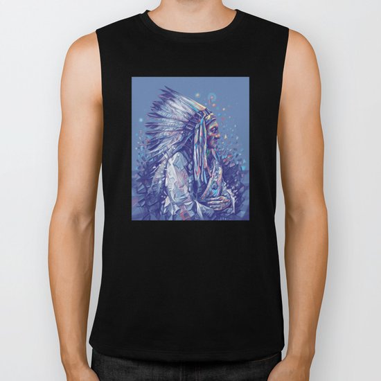 native american portrait-sitting bull Biker Tank