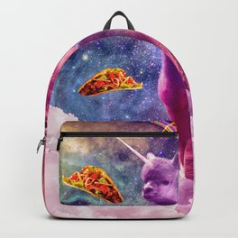 Cosmic Cat Riding Alpaca Unicorn Backpack | Funny, Taco, Space, Galaxy, Riding, Cosmic, Rainbow, Kitty, Laser, Unicorn 