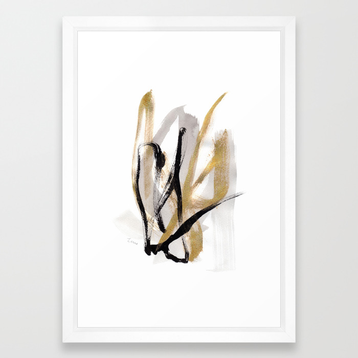 Black Gold Abstract Modern Live Your Color No 12 Framed Art Print By Lennaarty Society6