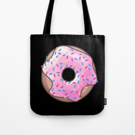 Pink Donut on Black Tote Bag