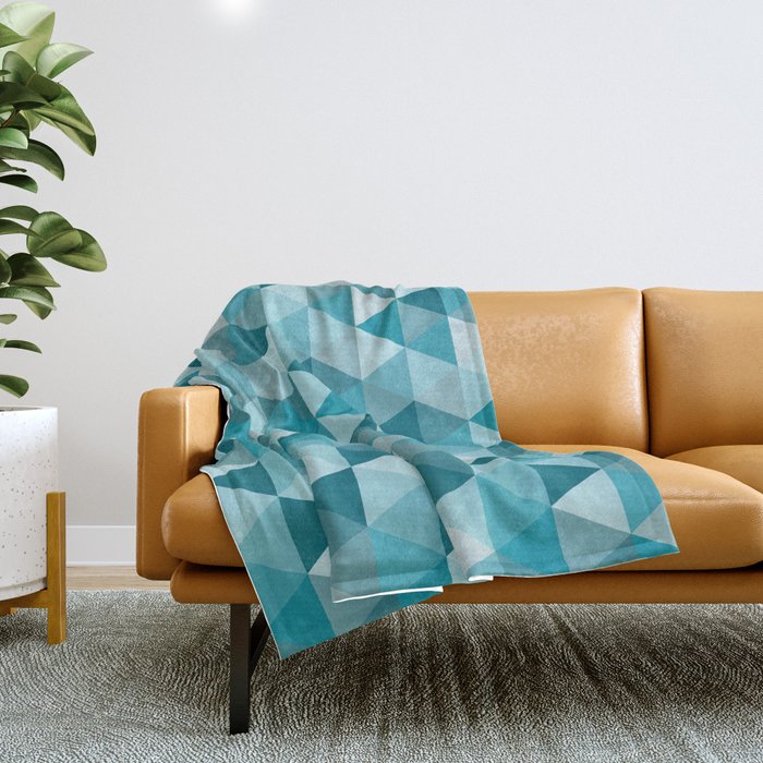 Geometric in Peacock Blue Throw Blanket