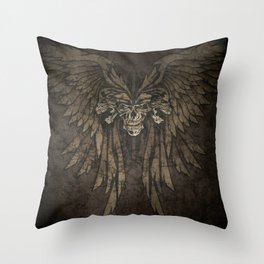 Three skulls with wings Throw Pillow