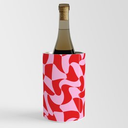 Wavy Warped Red & Pink Checkerboard Wine Chiller