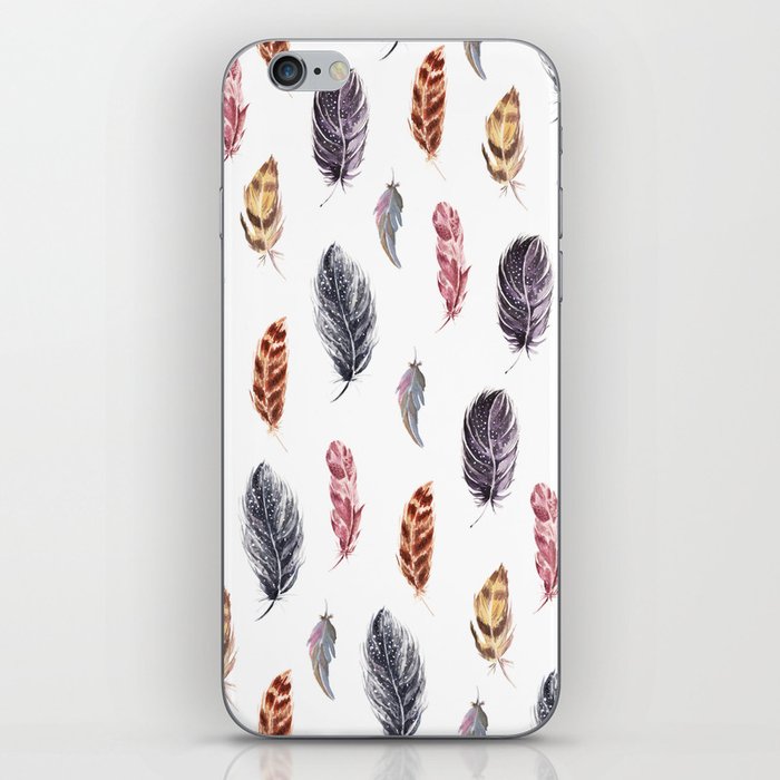 Watercolor cozy feather boho pattern iPhone Skin