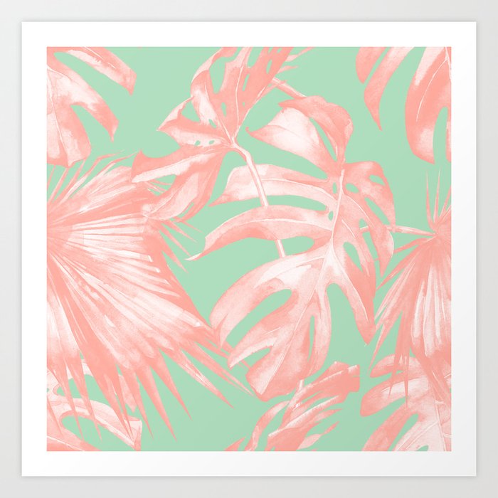 Island Love Seashell Pink Mint Green Art Print By Followmeinstead Society6
