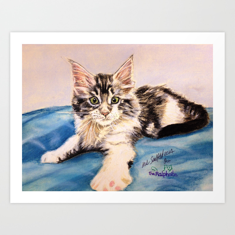 Original Pet Animals Artwork Non Profit Maine Coon Kitten Cat