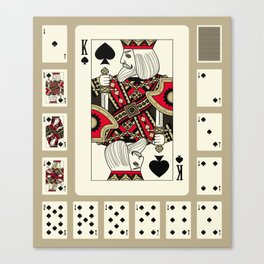 Playing cards of Spades suit in vintage style. Original design. Vintage illustration Canvas Print