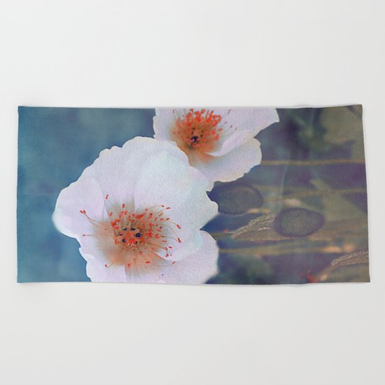 White poppies(2) Beach Towel