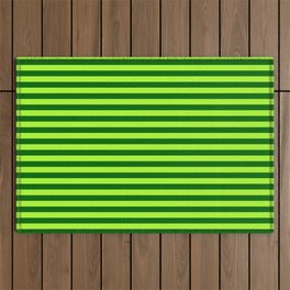 [ Thumbnail: Light Green and Dark Green Colored Stripes Pattern Outdoor Rug ]