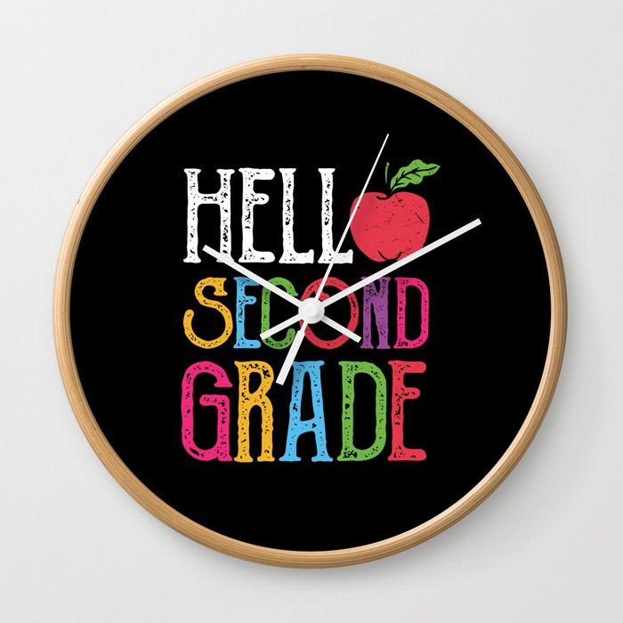 Hello Second Grade Back To School Wall Clock