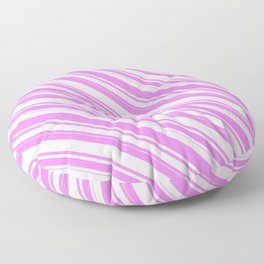 [ Thumbnail: Violet & Mint Cream Colored Striped/Lined Pattern Floor Pillow ]