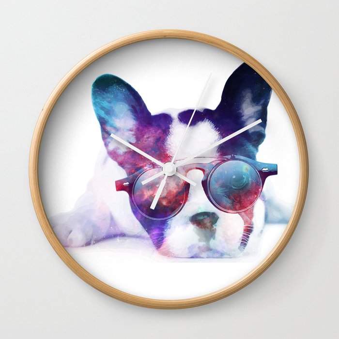 Space Frenchie  Wall Clock