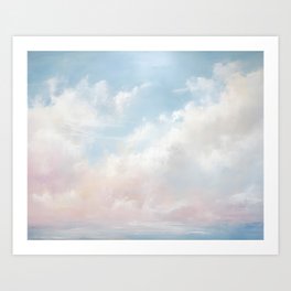 Vintage Clouds in Pink Blue Sky Art Print