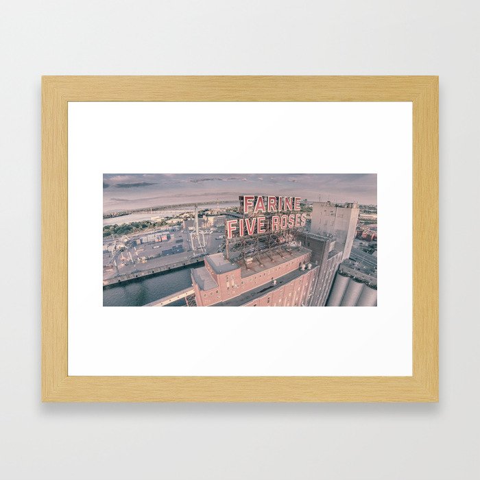 Montreal Skyline - Aerial View of Farine Five Roses  Framed Art Print