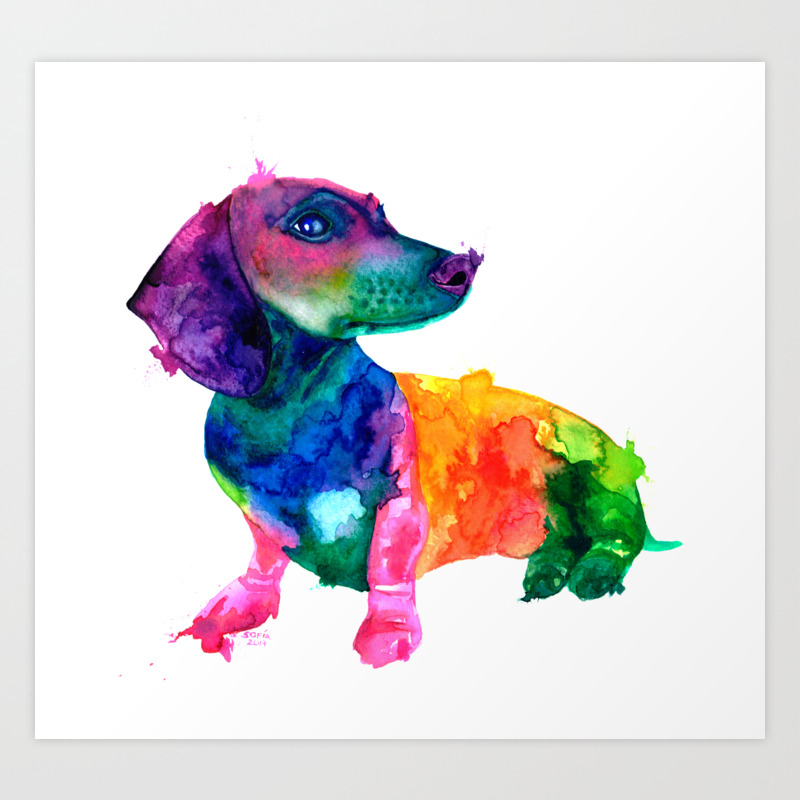 Abstract Dachshund Art Print By Sofiailustradora Society6