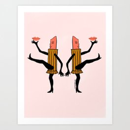 Dancing Lipstick Babes Art Print