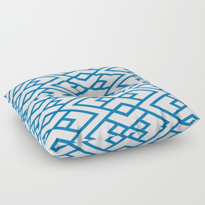 Blue and White Diamond Shape Art Deco Pattern 2022 Trending Color Pantone Indigo Bunting 18-4250 Floor Pillow