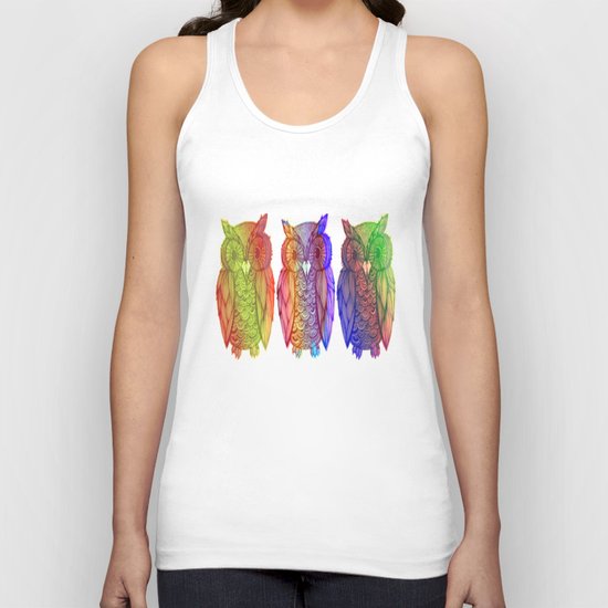 Owls. On Front Page. Unisex Tank Top
