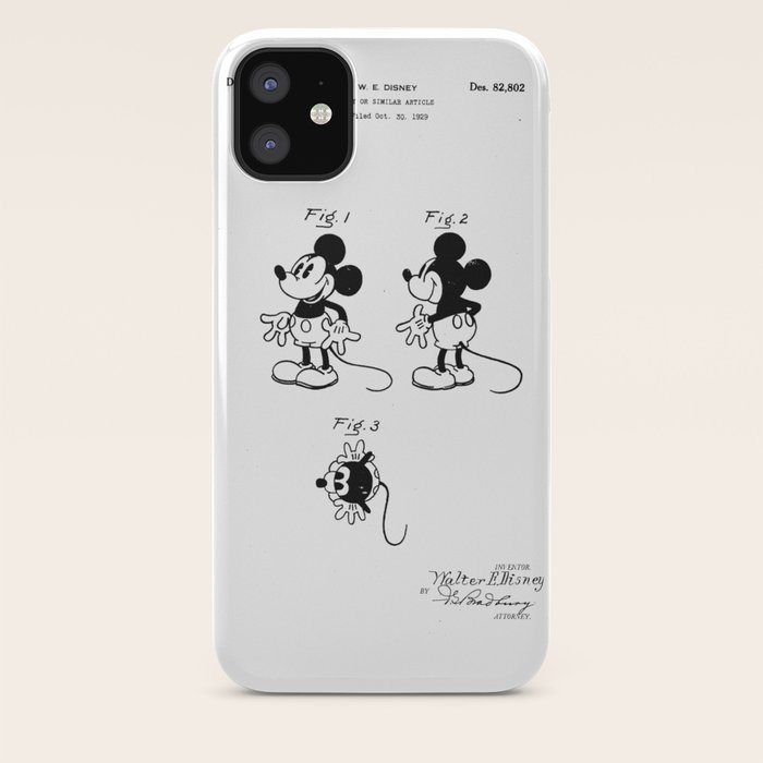 Mickey Mouse Patent Drawing Iphone Case By Patentdrawing Society6